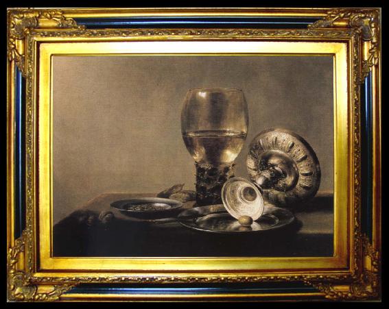 framed  Pieter Claesz Museums national style life with Romer and silver shell, Ta015-2